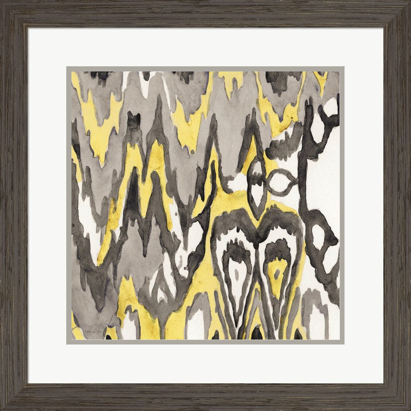 Yellow-Gray Ikat 1 by Stellar Design Studio, Framed Art