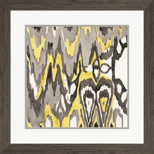 Yellow-Gray Ikat 1 by Stellar Design Studio, Framed Art