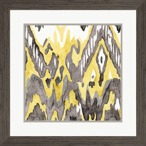 Yellow-Gray Ikat 2 by Stellar Design Studio, Framed Art
