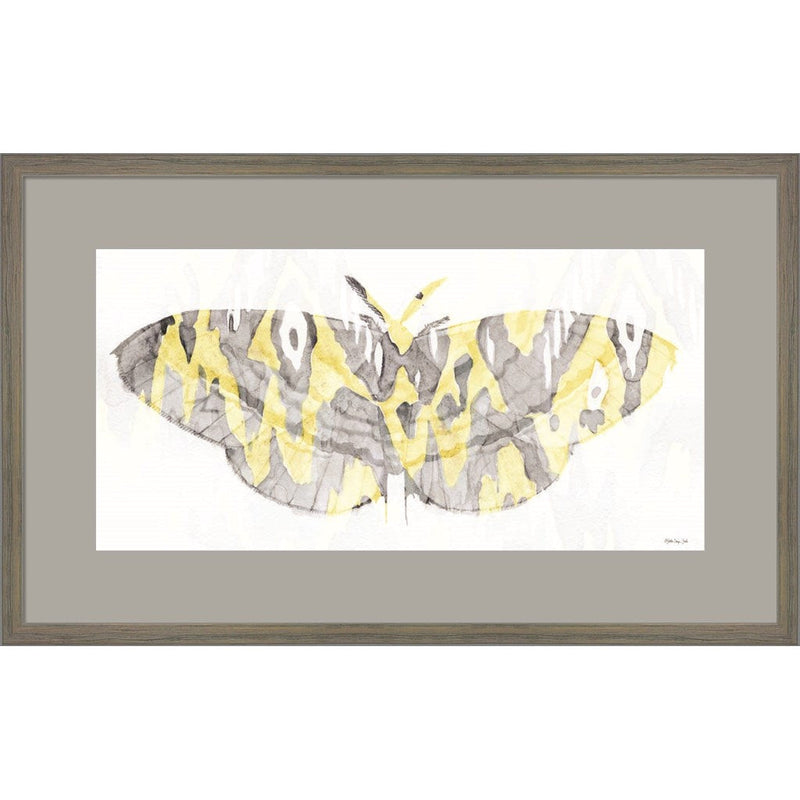 Yellow-Gray Patterned Moth 1 by Stellar Design Studio, Framed Art