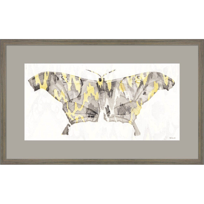 Yellow-Gray Patterned Moth 2 by Stellar Design Studio, Framed Art