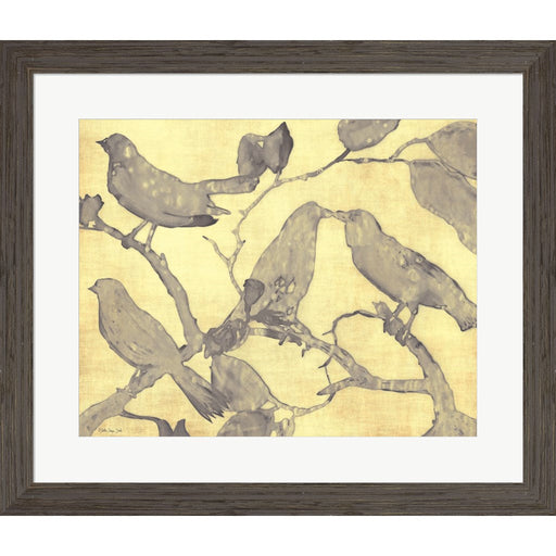 Yellow-Gray Birds 1 by Stellar Design Studio, Framed Art