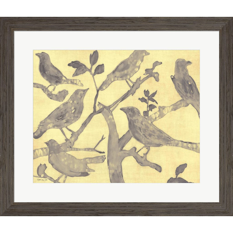Yellow-Gray Birds 2 by Stellar Design Studio, Framed Art