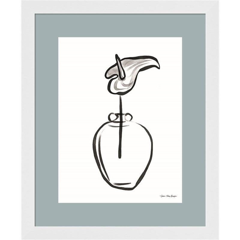 Flower and Pot Drawing by Seven Trees Design, Framed Art