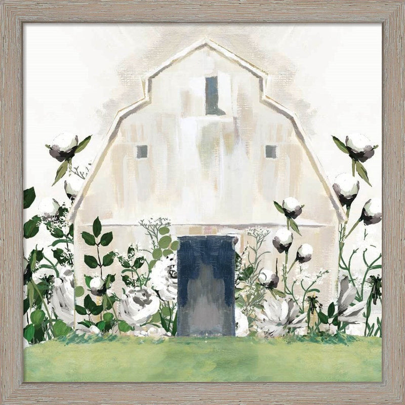 White Floral Barn by White Ladder, Framed Art