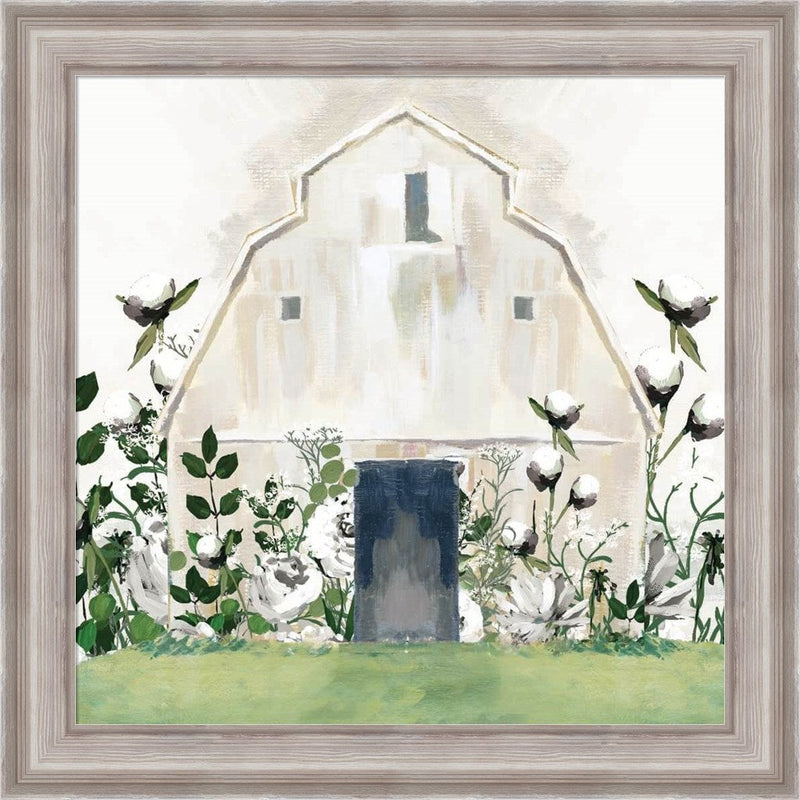 White Floral Barn by White Ladder, Framed Art