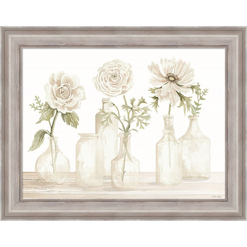 Bottles and Flowers I by Cindy Jacobs, Framed Art
