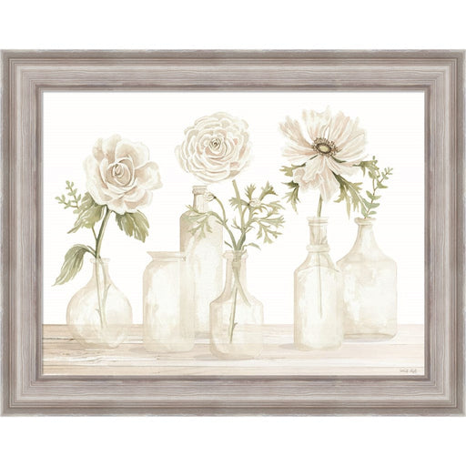 Bottles and Flowers I by Cindy Jacobs, Framed Art