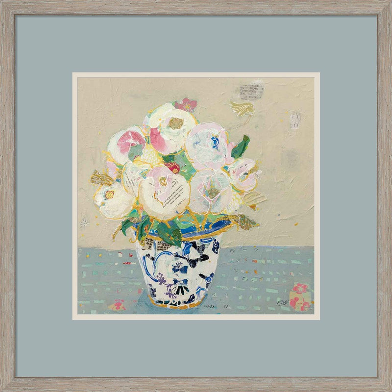 Kristens Peonies Neutral by Kellie Day, Framed Art