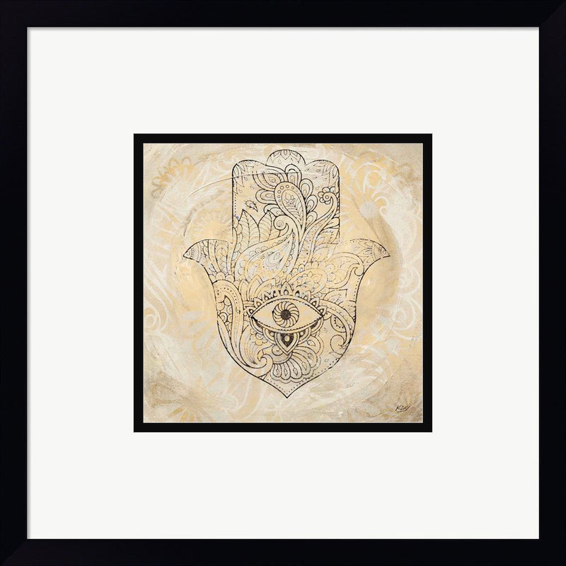 Hamsa Eye Neutral by Kellie Day, Framed Art