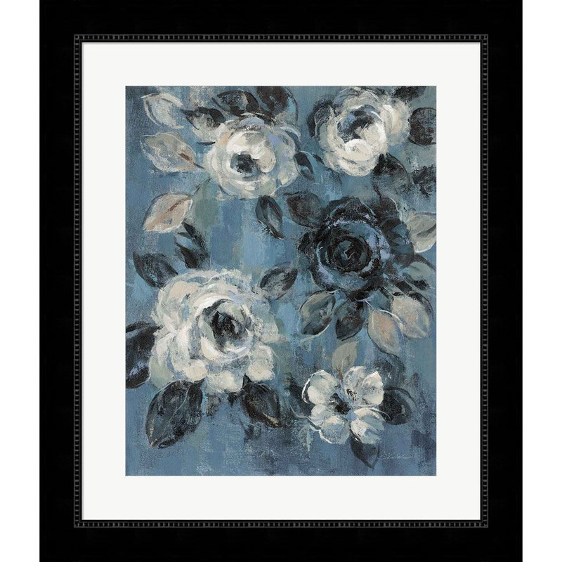 Loose Flowers on Dusty Blue II by Silvia Vassileva, Framed Art