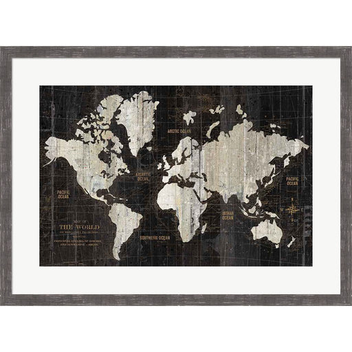 Old World Map Black by Wild Apple Portfolio, Framed Art