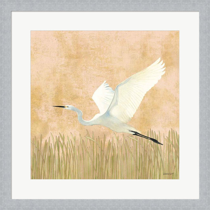 Egret Alighting II Flipped by Kathrine Lovell, Framed Art