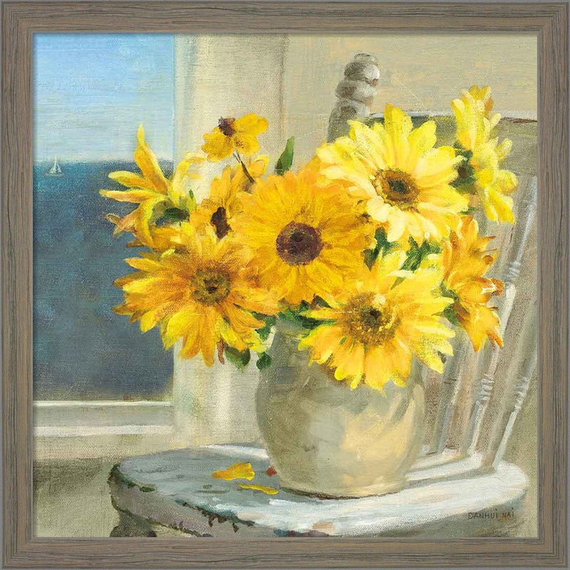 Sunflowers by the Sea Crop Light by Danhui Nai, Framed Art