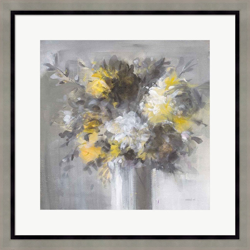 Weekend Bouquet Yellow Gray by Danhui Nai, Framed Art