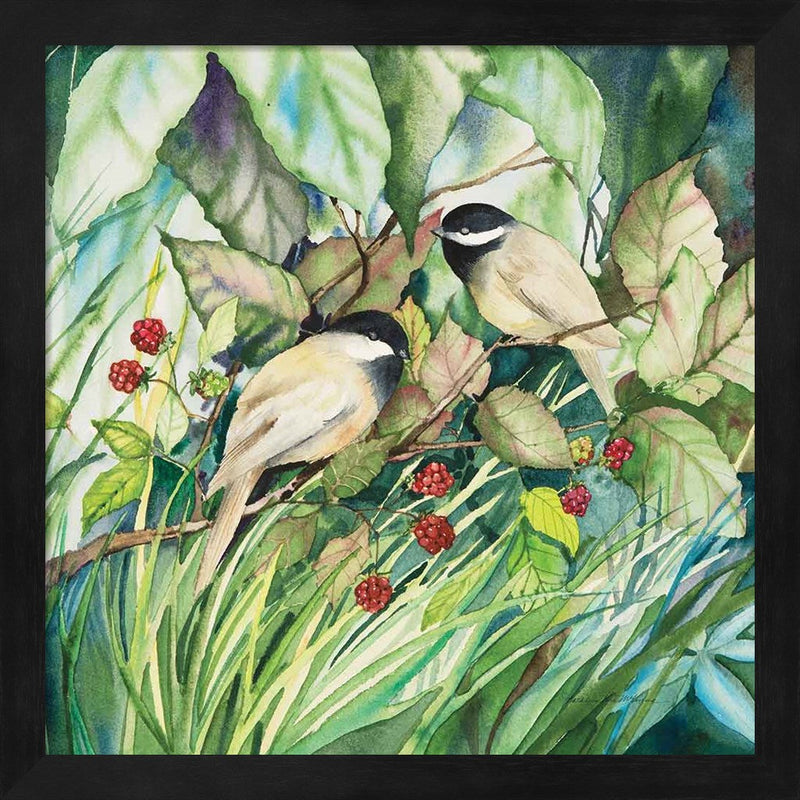 Chickadees Sq by Kathleen Parr McKenna, Framed Art