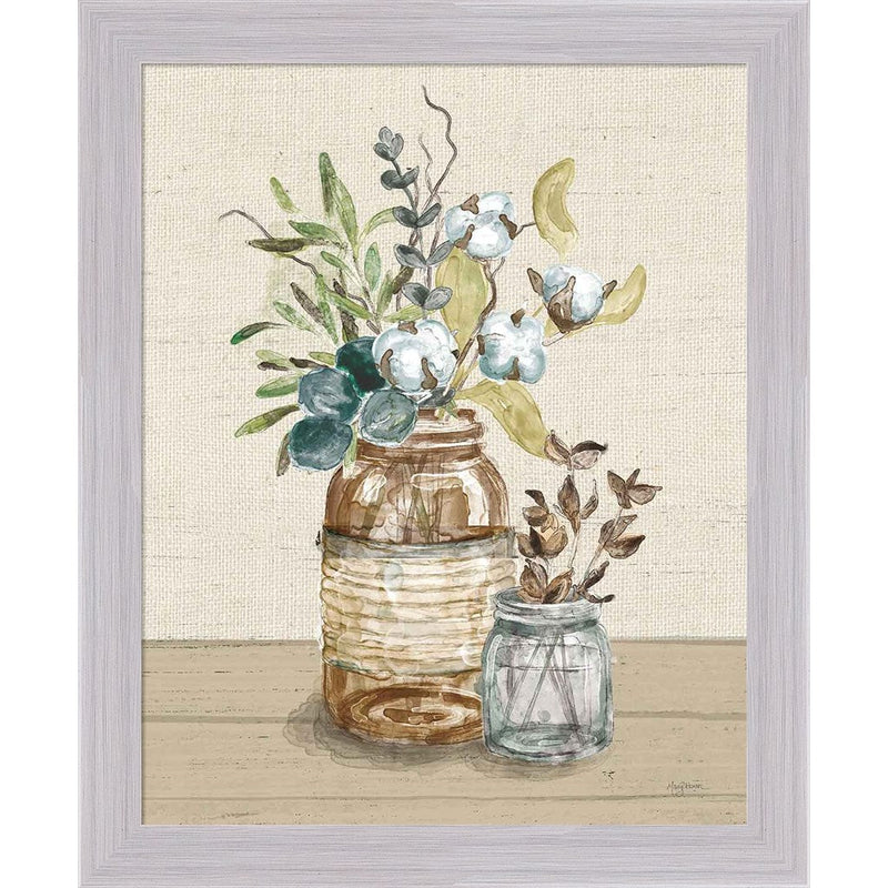 Cotton Bouquet III Cream by Mary Urban, Framed Art