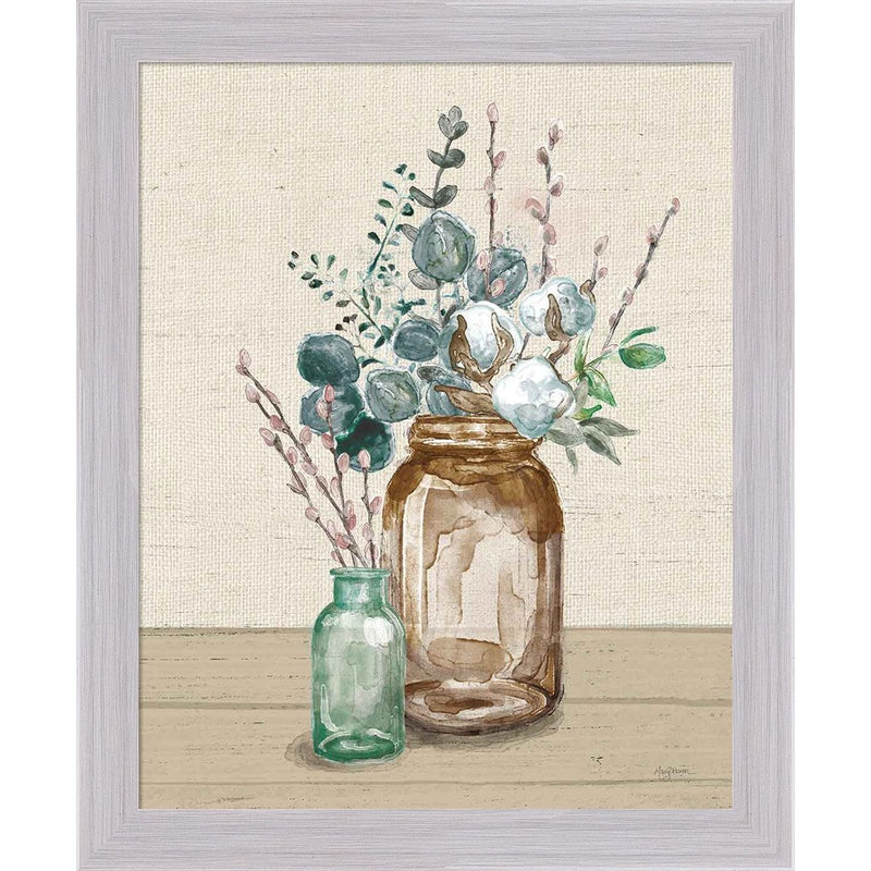 Cotton Bouquet II Cream by Mary Urban, Framed Art