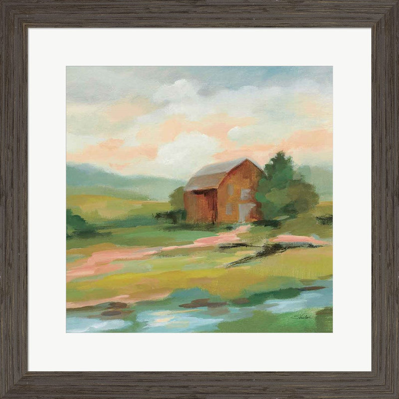 Springtime Farm Pastel Sq by Silvia Vassileva, Framed Art