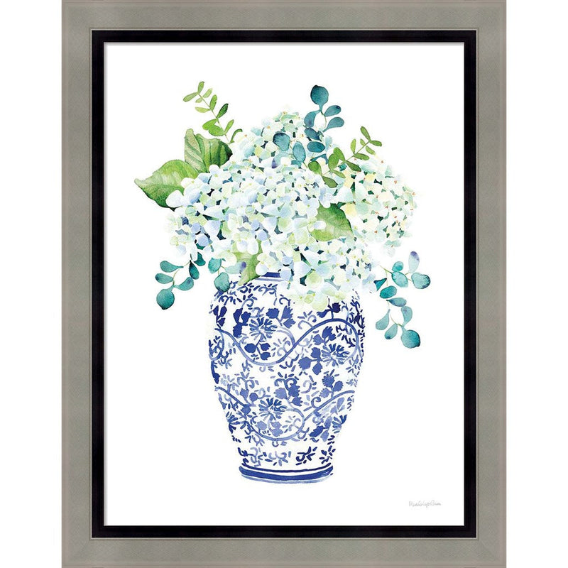 Chinoiserie Hydrangea II by Mercedes Lopez Charro, Framed Art