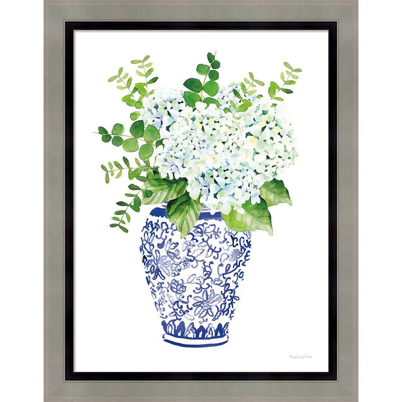 Chinoiserie Hydrangea I by Mercedes Lopez Charro, Framed Art