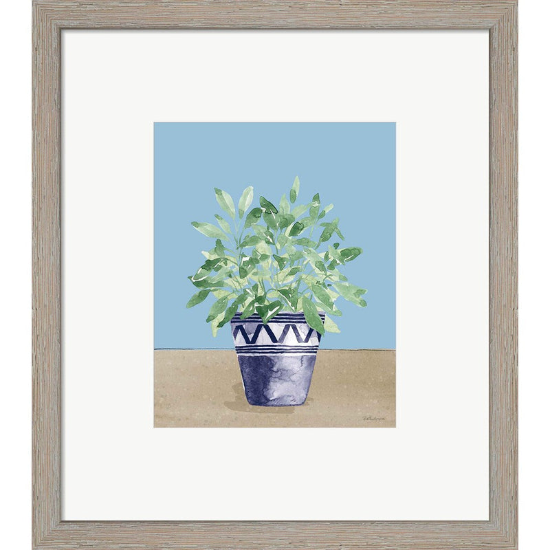 Herb Garden V White Navy by Beth Grove, Framed Art