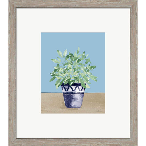 Herb Garden V White Navy by Beth Grove, Framed Art