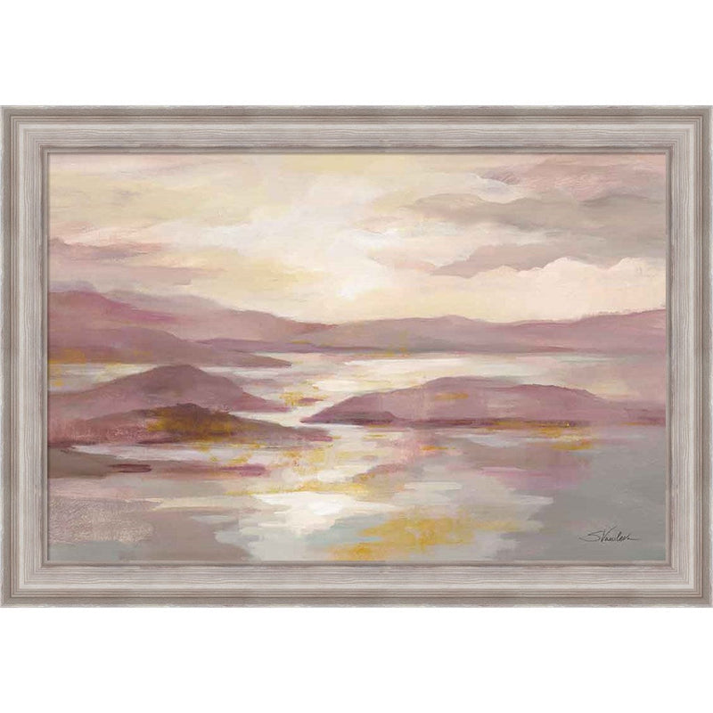 Pink and Gold Landscape by Silvia Vassileva, Framed Art