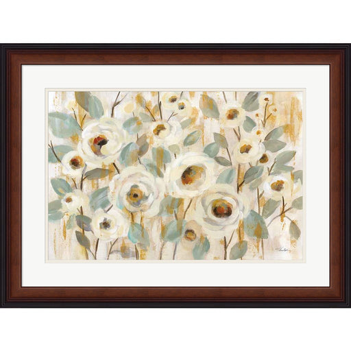White Gold and Sage Floral by Silvia Vassileva, Framed Art