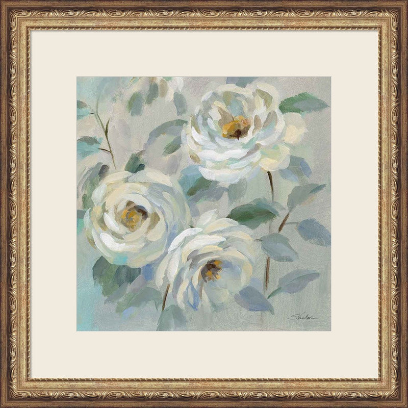 Blue Gray Floral by Silvia Vassileva, Framed Art