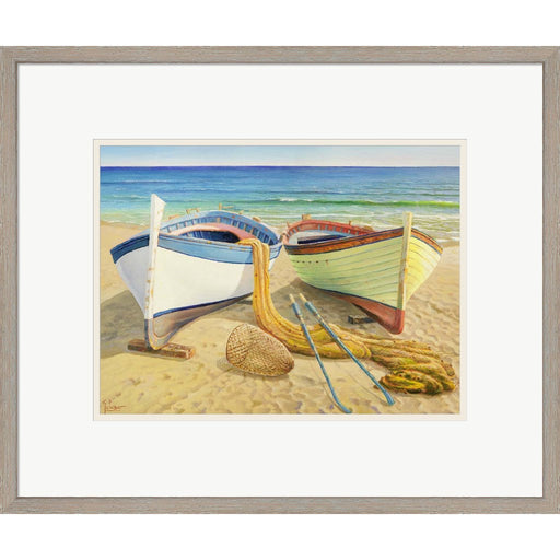 Barche Sulla Spiaggia by Adriano Galasso, Framed Art