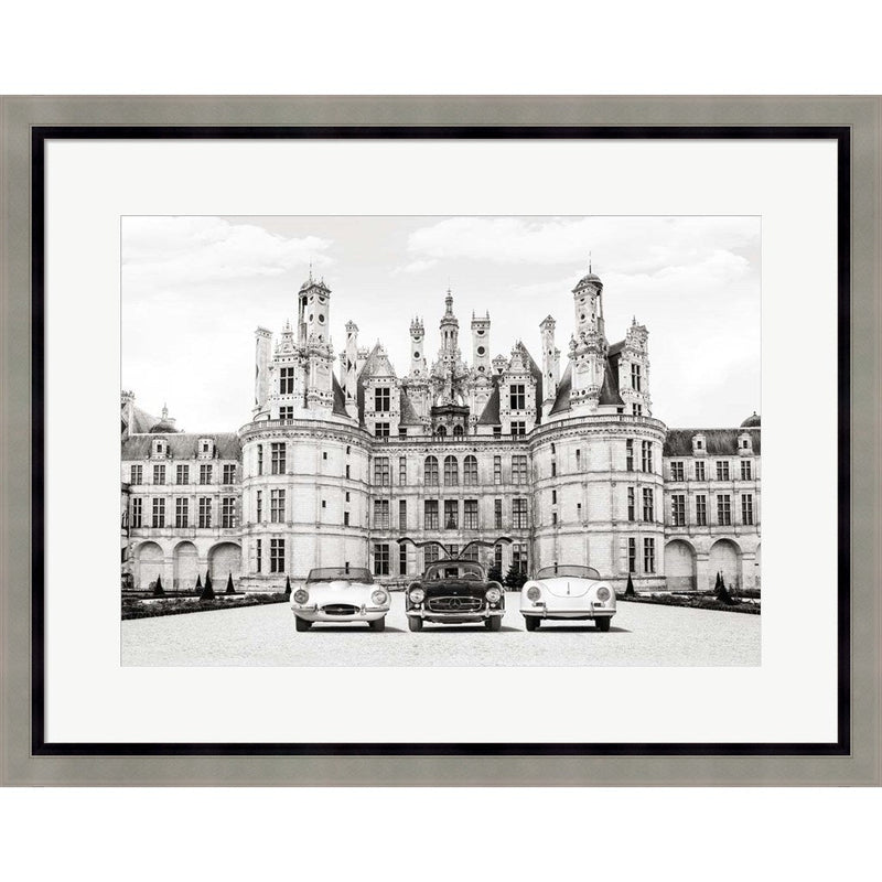Vintage Roadsters at French Castle by Gasoline Images, Framed Art