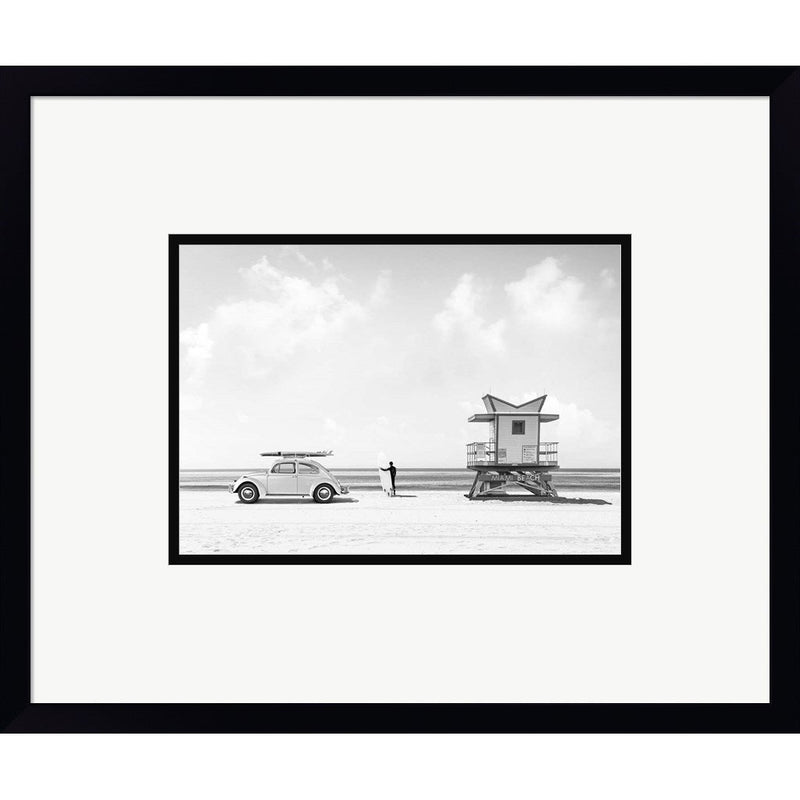 Waiting for the Waves, Miami Beach (BW) by Gasoline Images, Framed Art