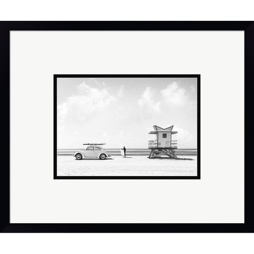 Waiting for the Waves, Miami Beach (BW) by Gasoline Images, Framed Art