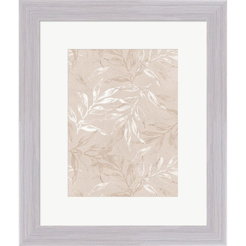White Leaves 1 by Design Fabrikken, Framed Art