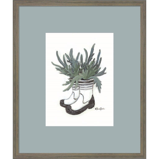Rain Boot Staghorn Fern by Sara Baker, Framed Art