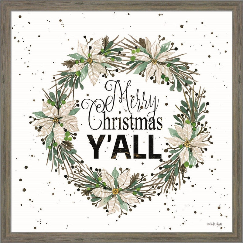 Merry Christmas Y'all Wreath by Cindy Jacobs, Framed Art