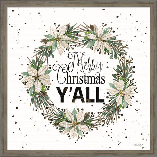 Merry Christmas Y'all Wreath by Cindy Jacobs, Framed Art