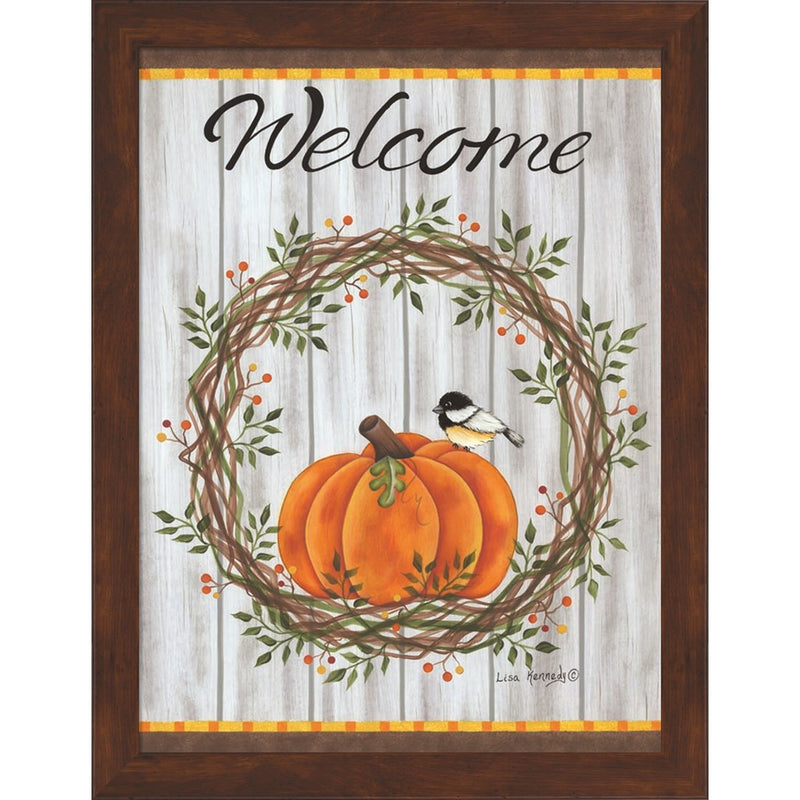 Pumpkin Welcome Wreath by Lisa Kennedy, Framed Art
