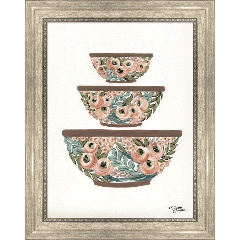 Floral Mixing Bowls by Michele Norman, Framed Art