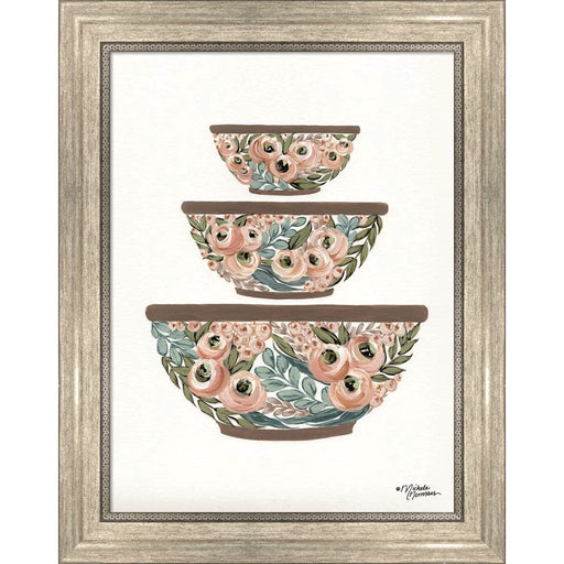 Floral Mixing Bowls by Michele Norman, Framed Art