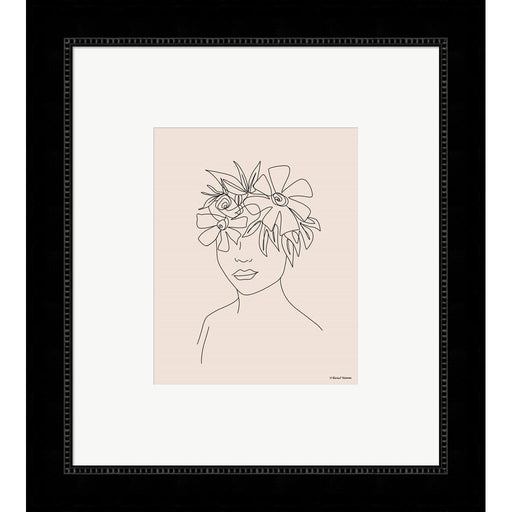 Head Full of Flowers Line Drawing by Rachel Nieman, Framed Art