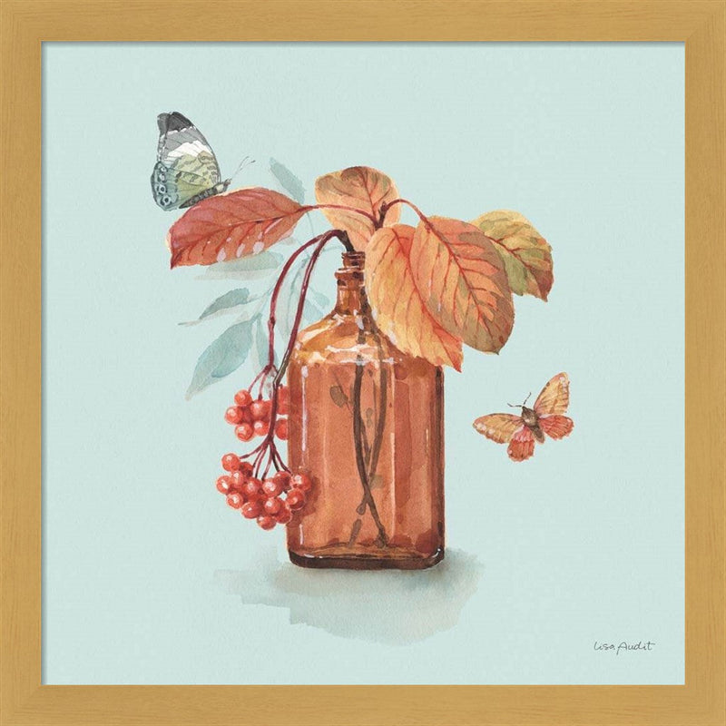 Autumn in Nature 03 on Aqua by Lisa Audit, Framed Art
