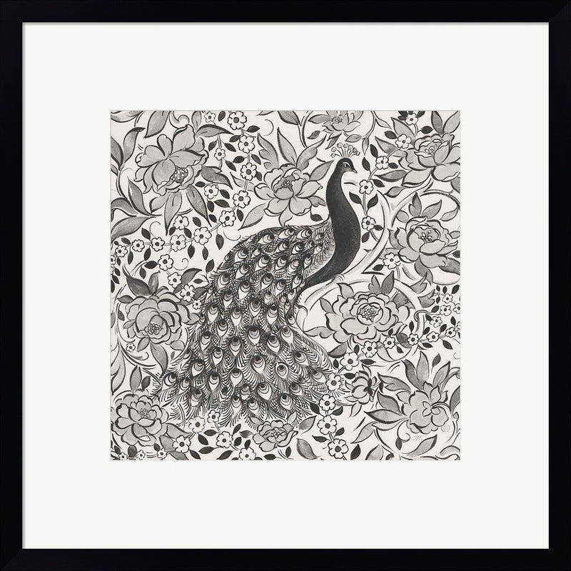 Peacock Garden III BW by Miranda Thomas, Framed Art