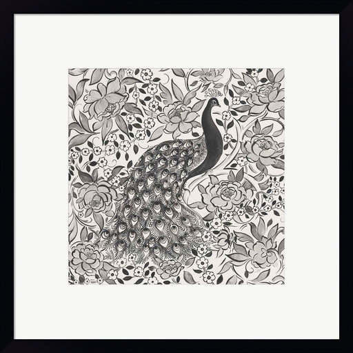 Peacock Garden III BW by Miranda Thomas, Framed Art