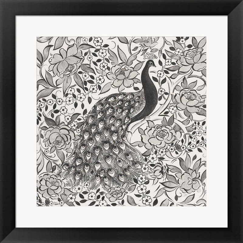 Peacock Garden III BW by Miranda Thomas, Framed Art