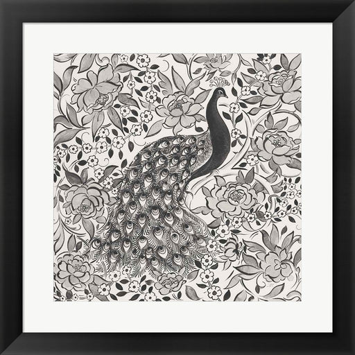 Peacock Garden III BW by Miranda Thomas, Framed Art