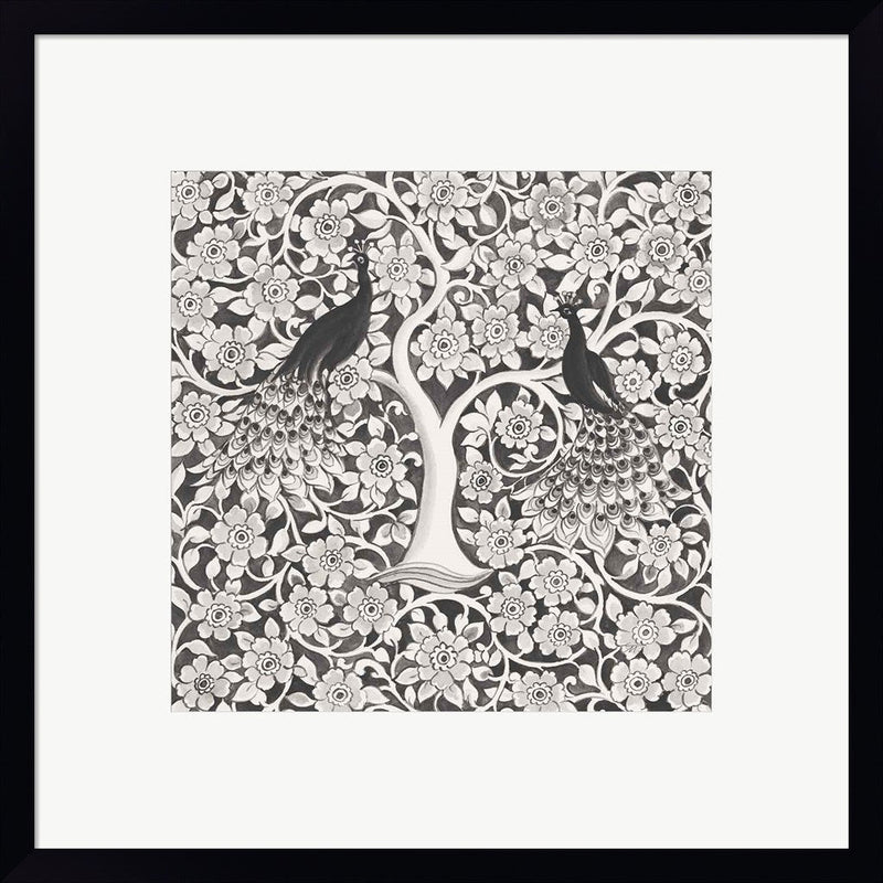 Peacock Garden VII BW by Miranda Thomas, Framed Art