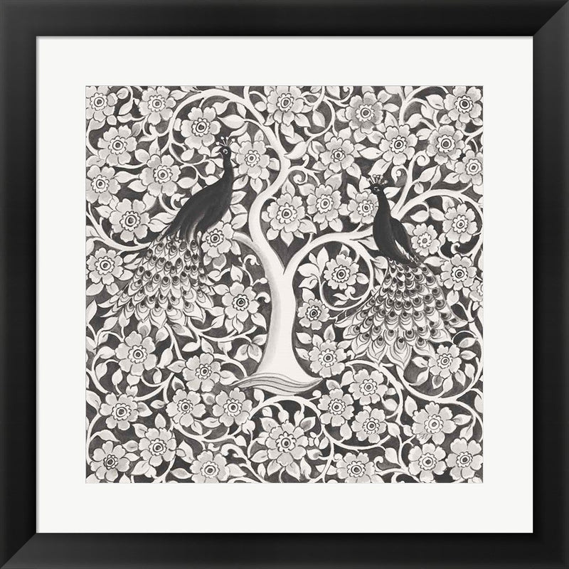 Peacock Garden VII BW by Miranda Thomas, Framed Art