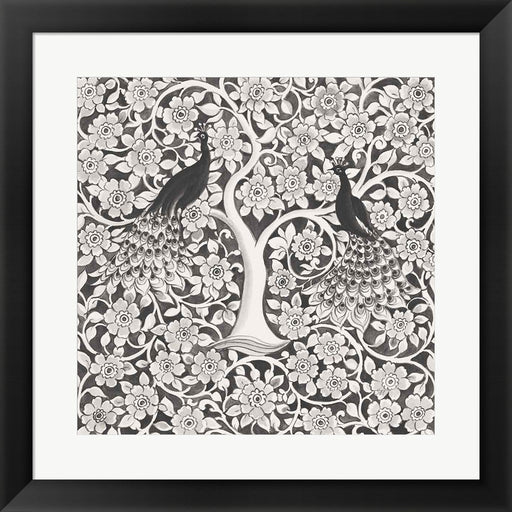 Peacock Garden VII BW by Miranda Thomas, Framed Art